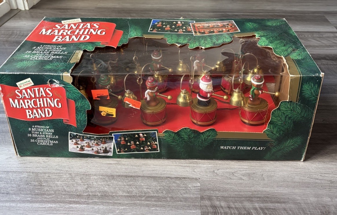 VTG Mr Christmas Santas Marching Band 35 Carols W/ Box Works Santa Bears