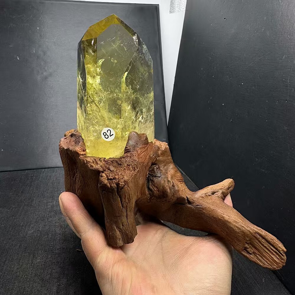 640g Top Natural Citrine Quartz Obelisk Crystal Tower Point Reiki Decor