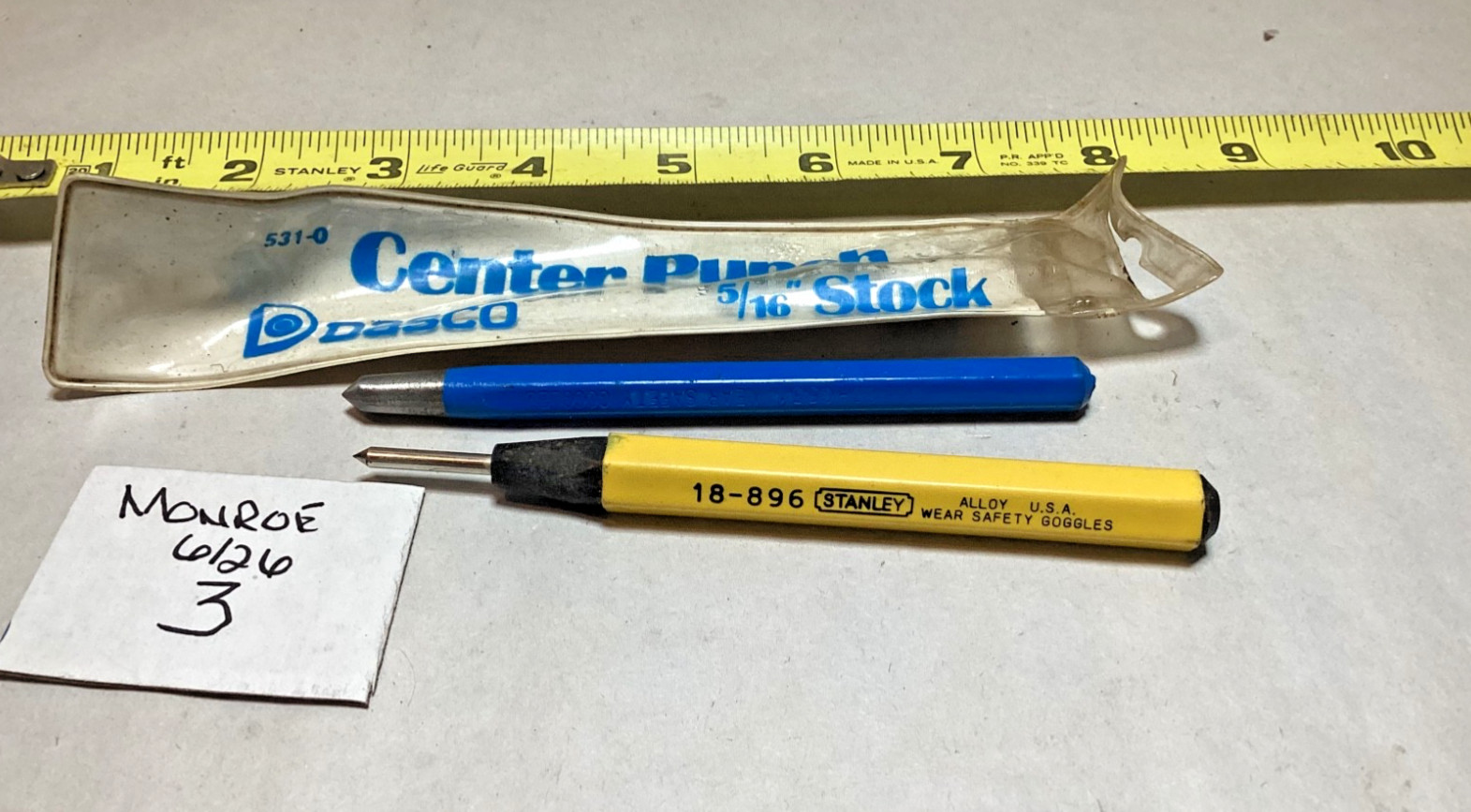 Vintage Dasco & Stanley pin punches Dasco #531-0 5/16” Stanley #18-896