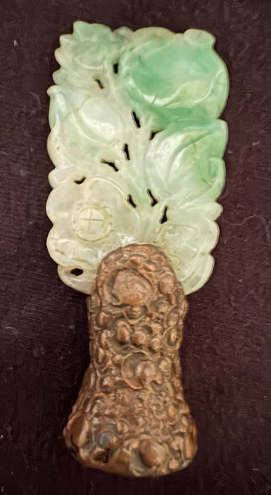 Antique Chinese Jade Lamp Finial 2.25”H x 1”W