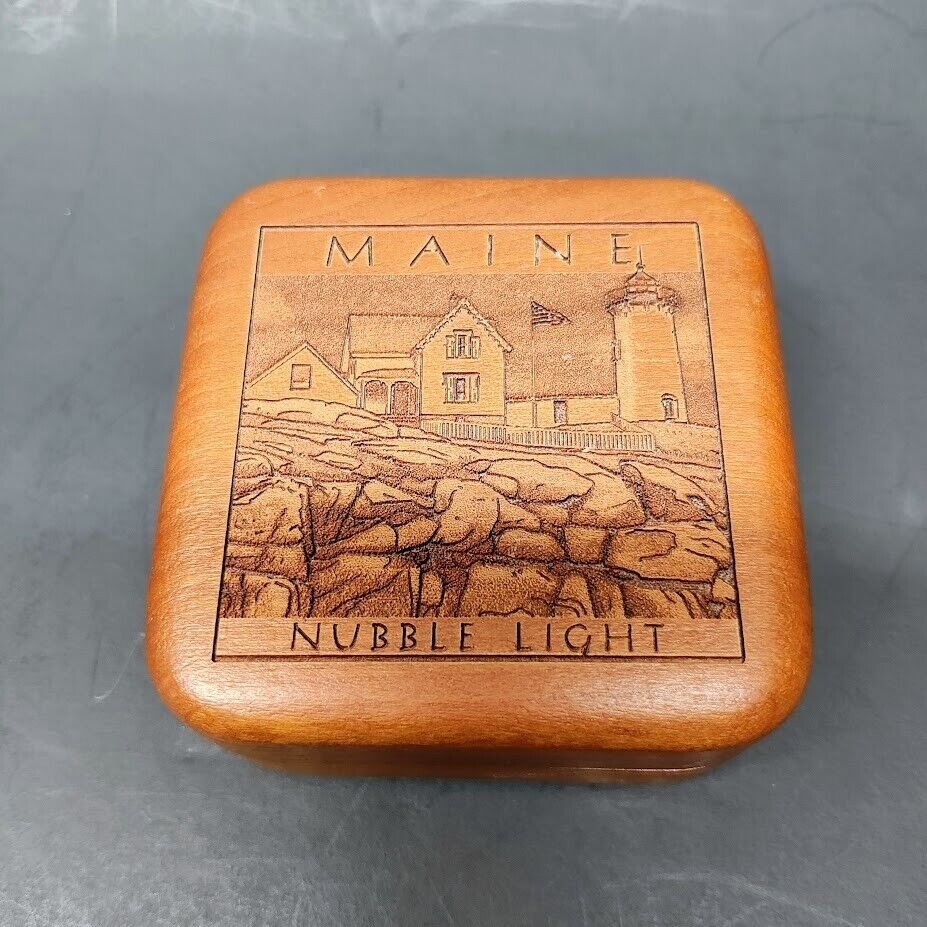 Nubble light Maine Laser Carved Trinket Jewelry Box Small 3\