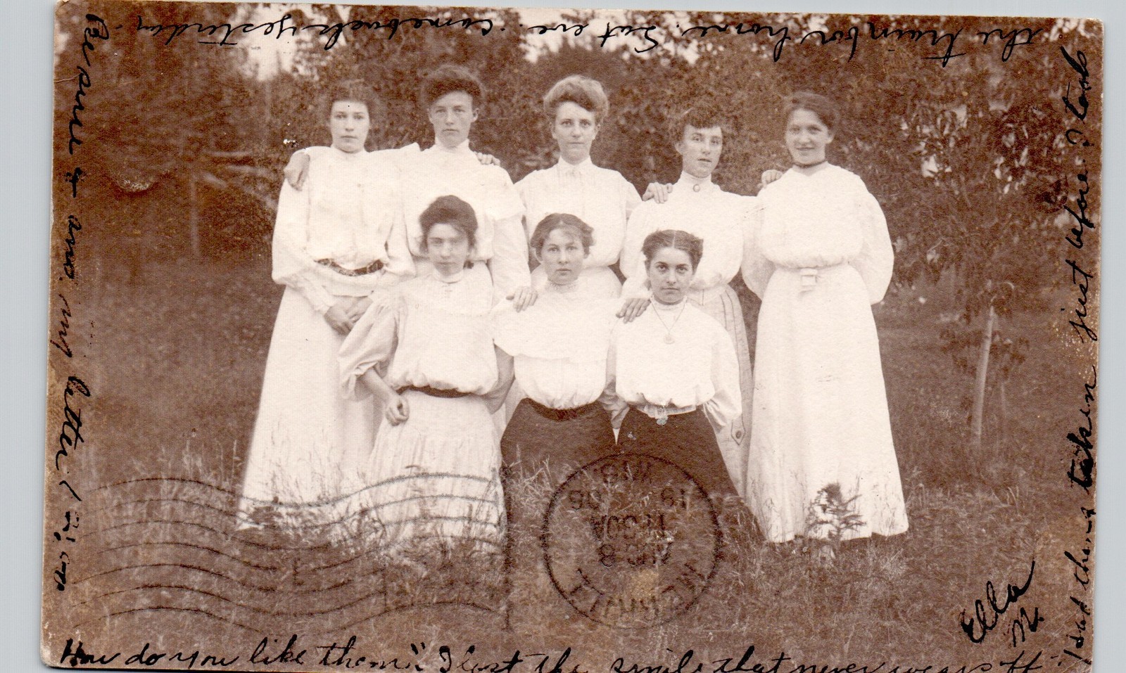 LADY FRIENDS GROUP plainfield wi c1910 postcard wisconsin real photo rppc named?
