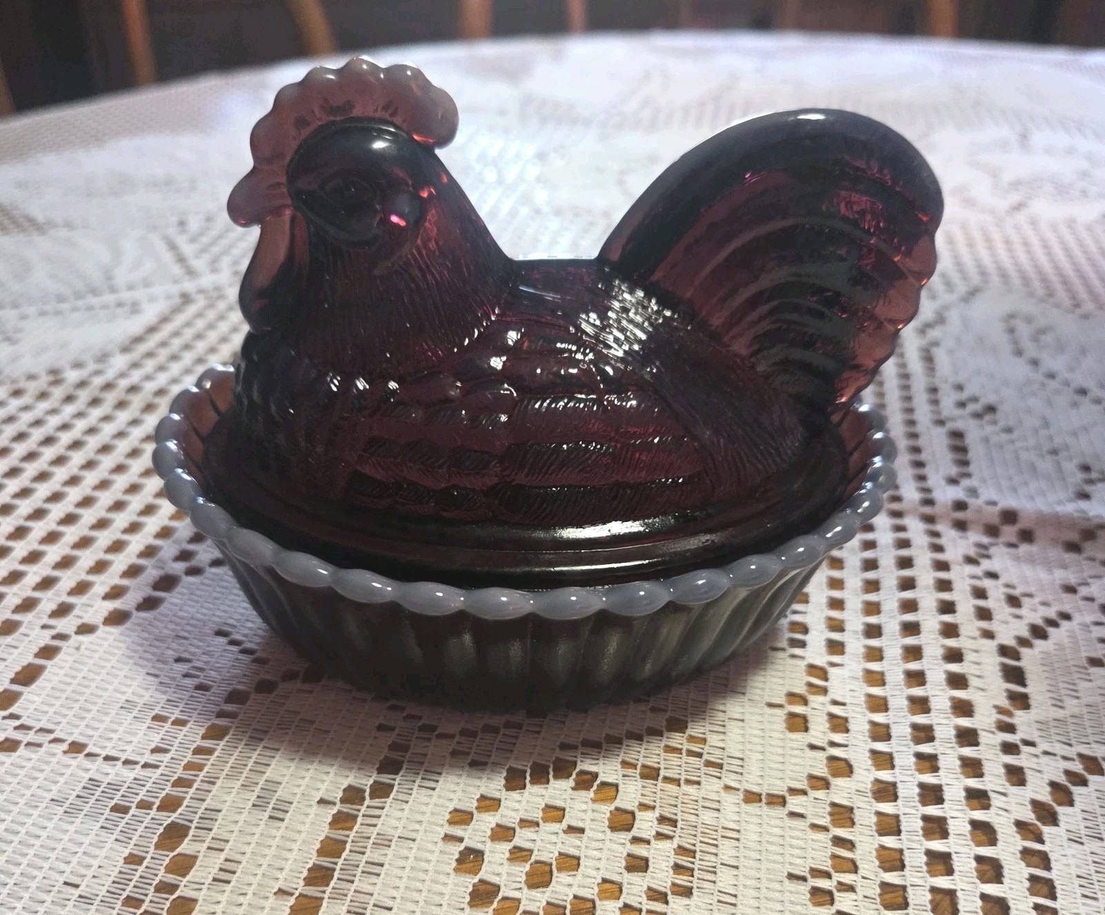 Vintage ~ VERY RARE~ Westmoreland~Amethyst Slag Covered Rooster~Marked~Stunning Vintage ~ VERY RARE~ Westmoreland~Amethyst Slag Covered Rooster~Marked~Stunning