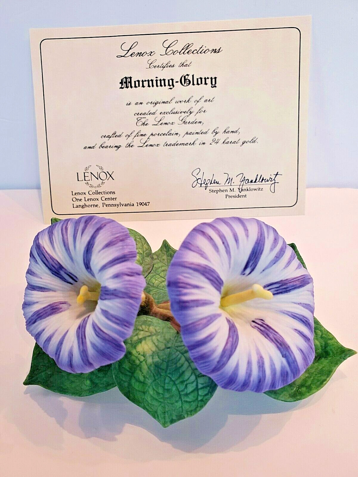 LENOX FLOWER Morning Glory PURPLE PORCELAIN NEW IN BOX W/COA