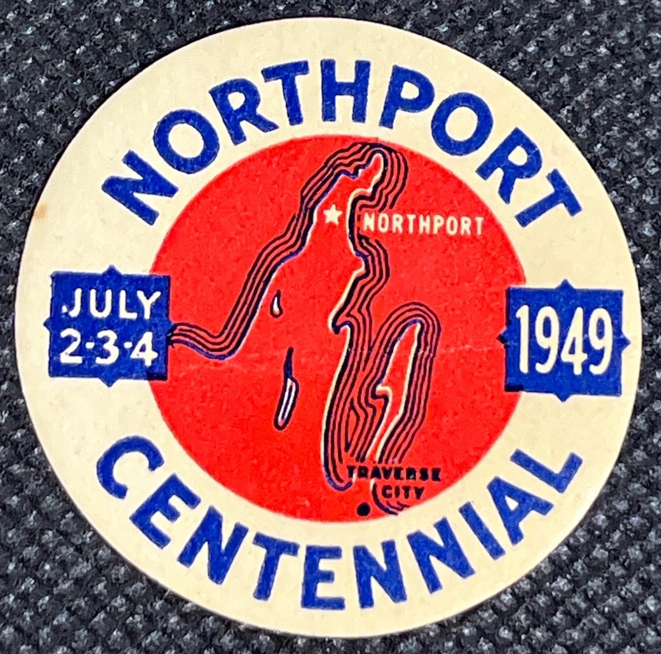 1949 Northport Michigan Centennial Decal Leelanau Peninsula Traverse City Map
