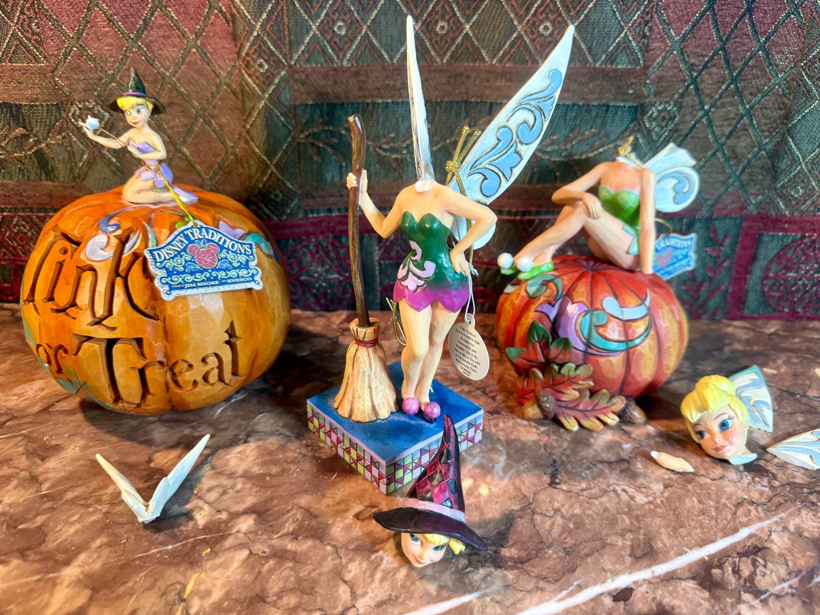 As-Is 3 DISNEY TRADITIONS TINKERBELL By JIM SHORE ~ FOR REPAIR Broken Halloween As-Is 3 DISNEY TRADITIONS TINKERBELL By JIM SHORE ~ FOR REPAIR Broken Halloween