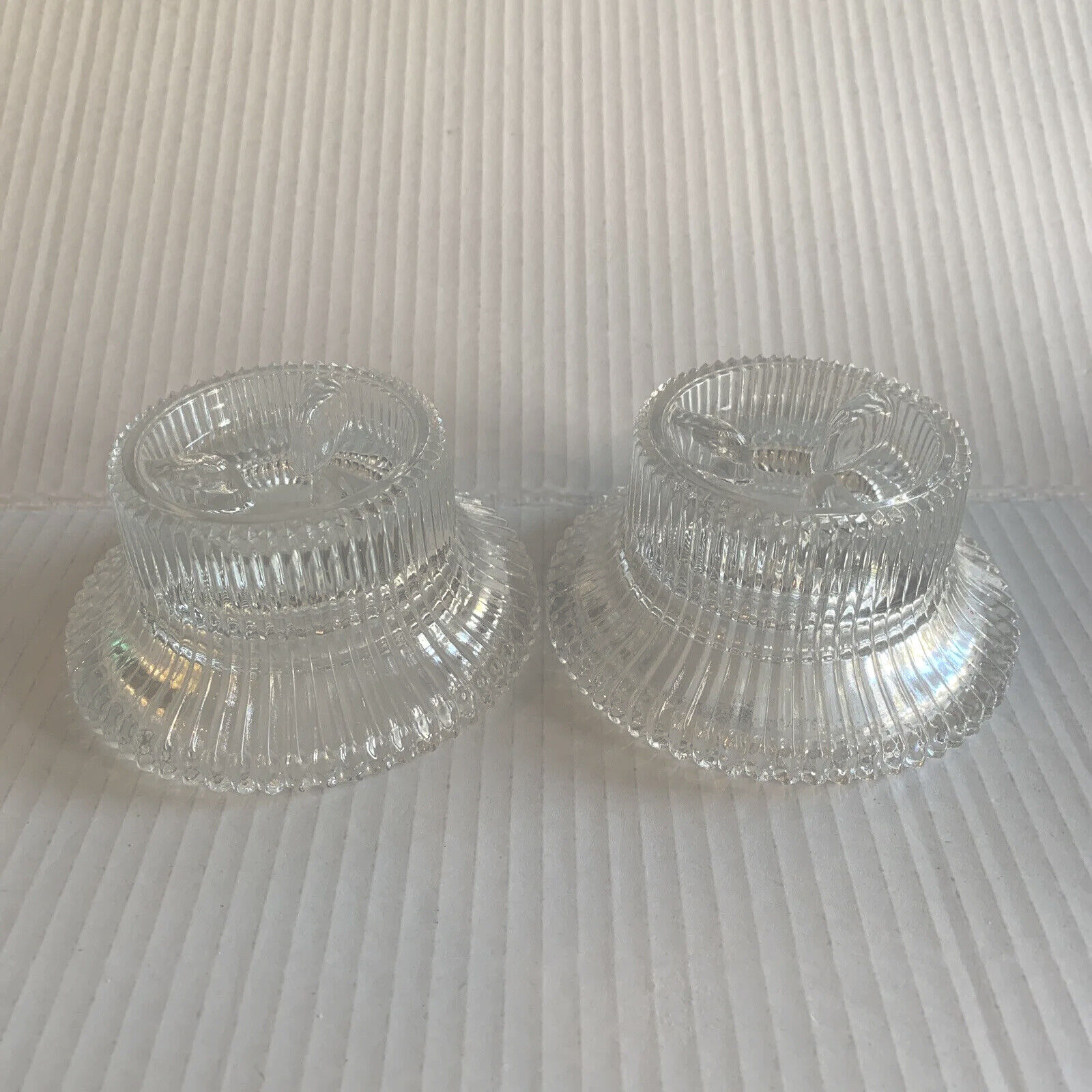 Lancaster Colony Indiana Glass Reflections Reversible Pillar Taper CandleHolders