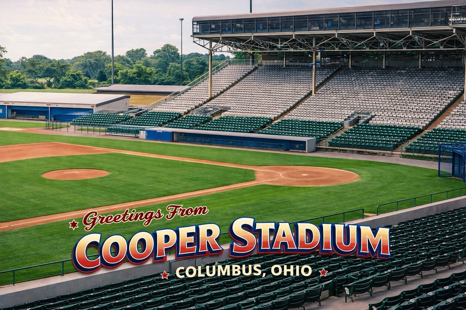 COOPER STADIUM COLUMBUS, OHIO MODERN Postcard Baseball Stadium A851