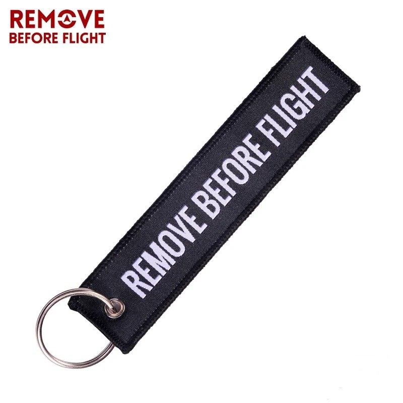 1 PC Remove Before Flight Key Chain Jet Tag Keychain Both Sides Text Embroider