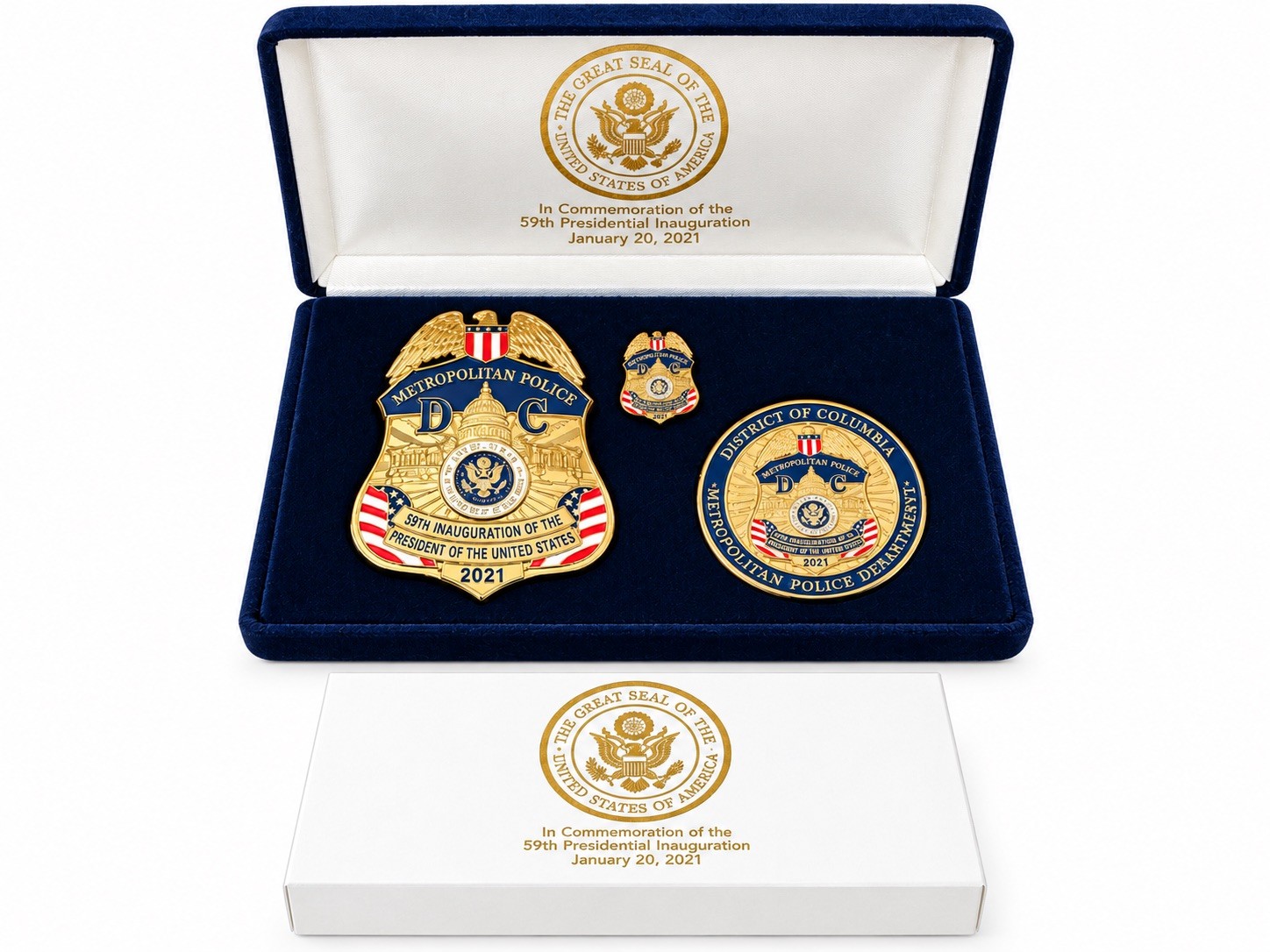 2021 Commemorative Inaugural Washington Collectible Badge, Coin & Pin. Biden 2021 Commemorative Inaugural Washington Collectible Badge, Coin & Pin. Biden