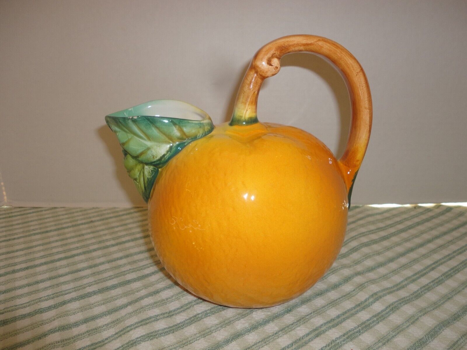 Vintage Handpainted Ceramic Citrus Orange Pitcher Jug Tiki Tropical 8\
