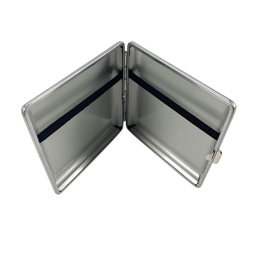 PU Leather Cover Metal Cigarette Case Box Double Sided Clip for 20 Cigarette