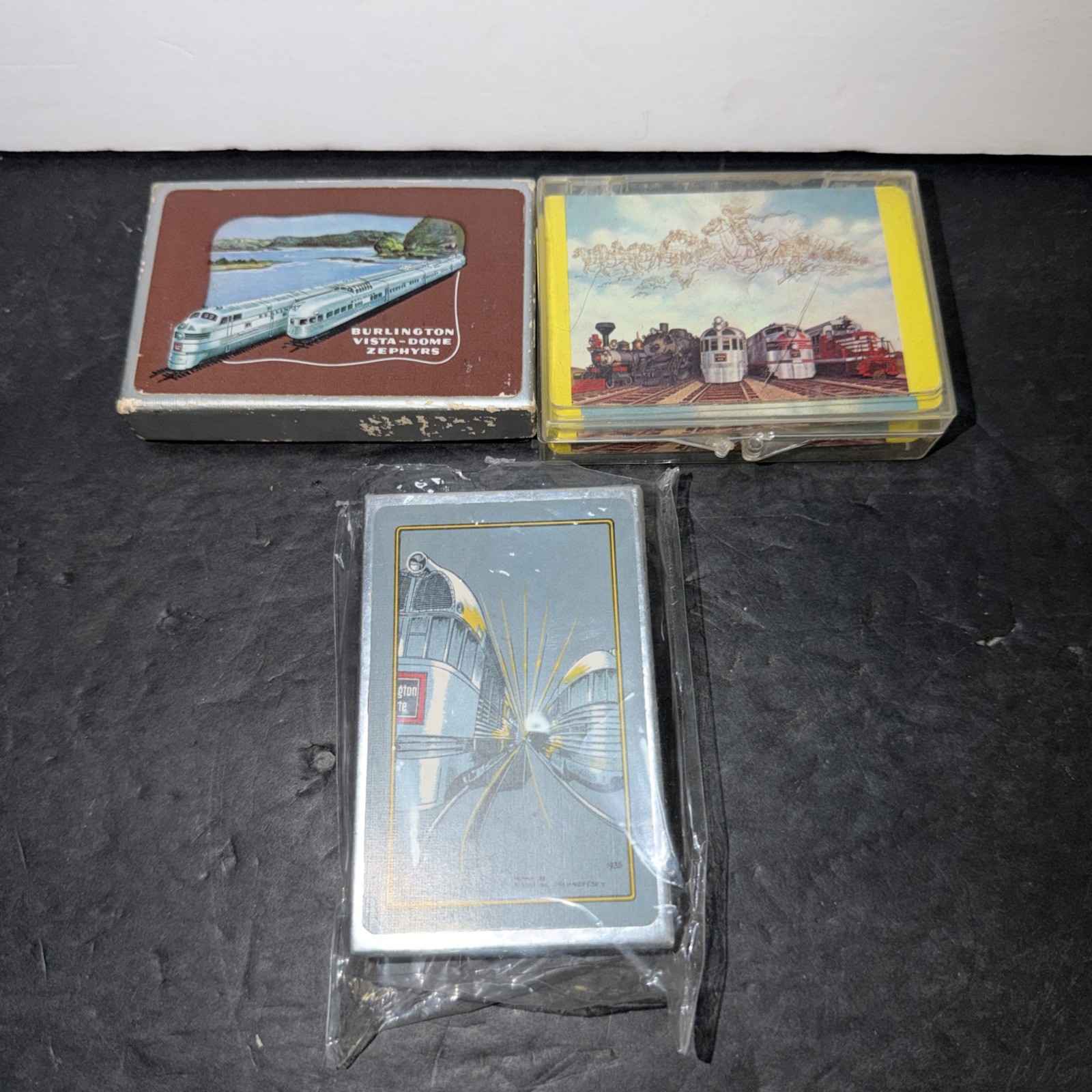 LOT OF VTG USED USA RAILROAD PLAYING CARDS 3 Decks