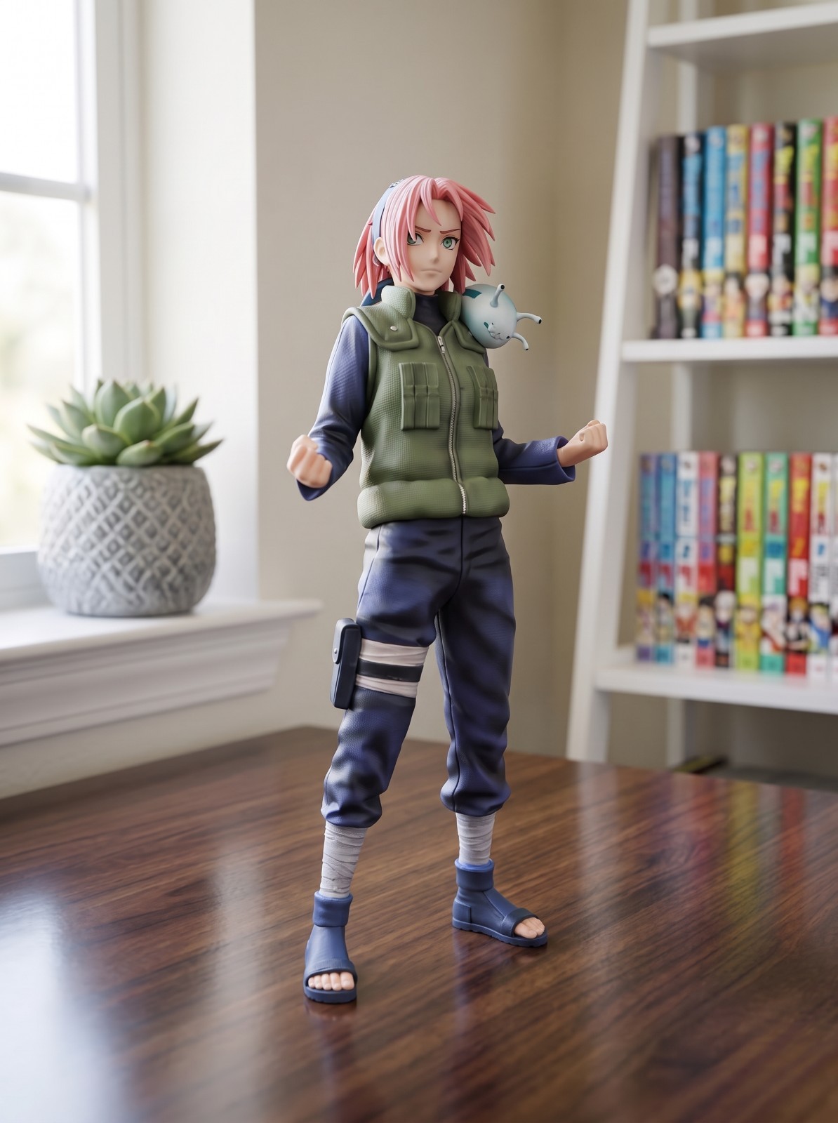 NARUTO SHIPPUDEN Sakura Figure Pink Hair Jonin Outfit Statue Katsuyu Slug Model