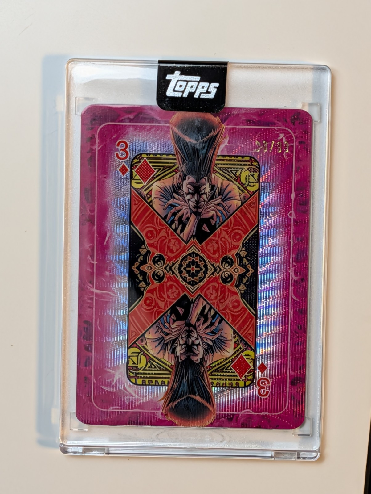 2025 Topps Marvel Mint Legion Gambit’s Deck – 3 of Diamonds #30/99 SSP Encased