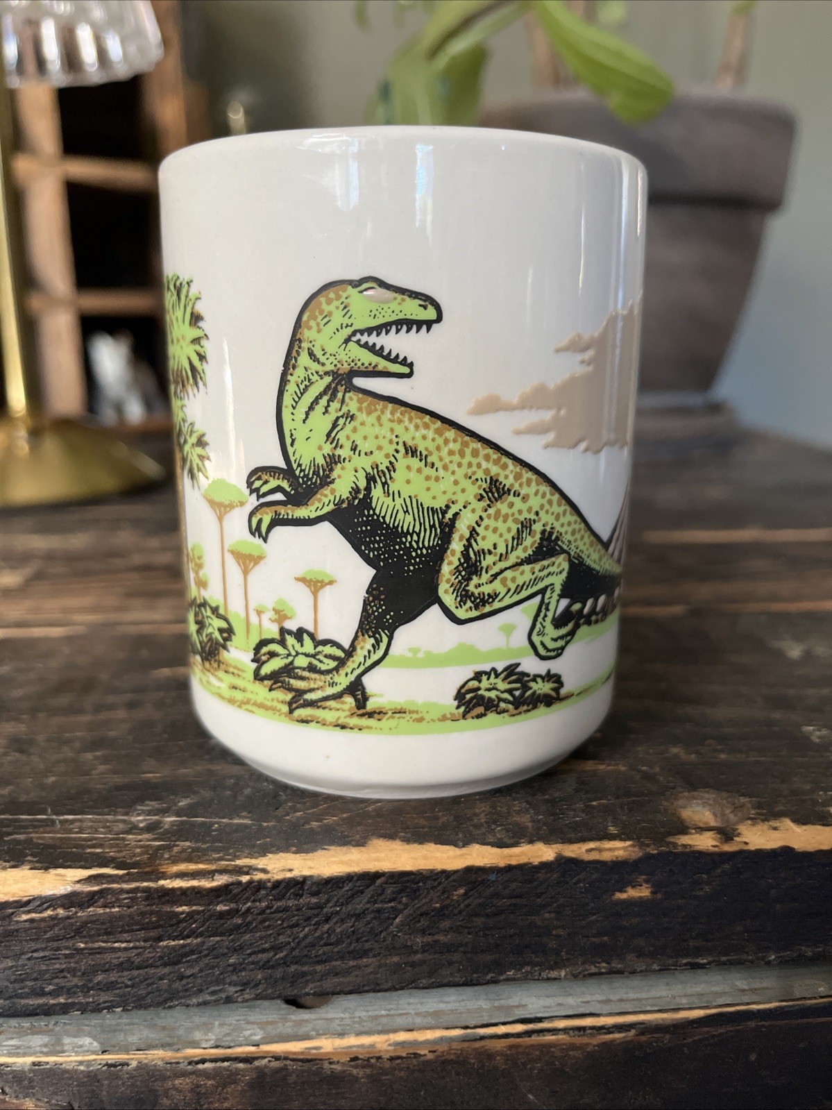 Vintage 1990 The Nature Company T-Rex Tyrannosaurus Rex Volcano Dinosaur Mug