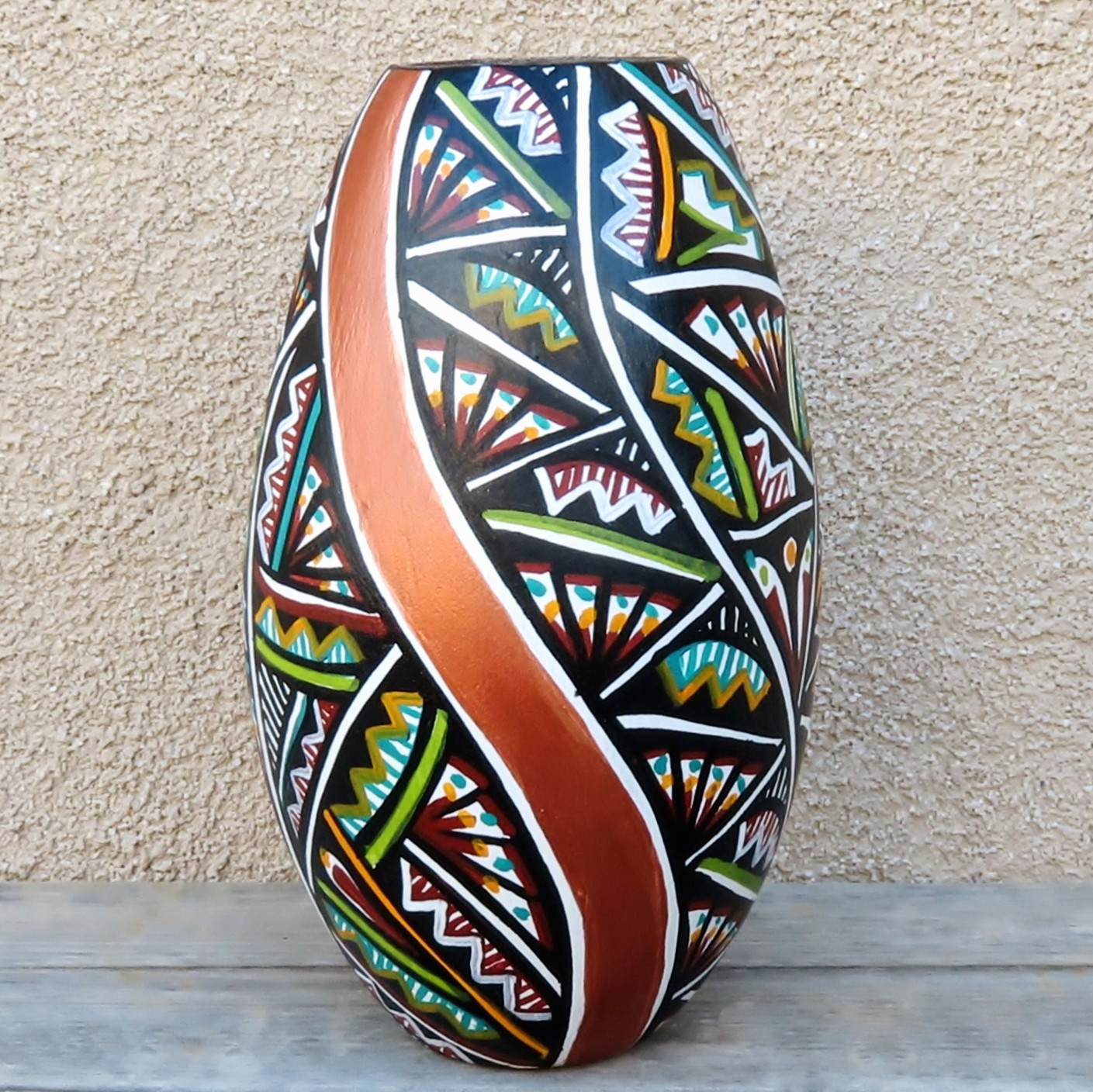 Native American Pottery-Jemez Pueblo Pottery-Hand Coiled Vase-Rosalie Toya Native American Pottery-Jemez Pueblo Pottery-Hand Coiled Vase-Rosalie Toya
