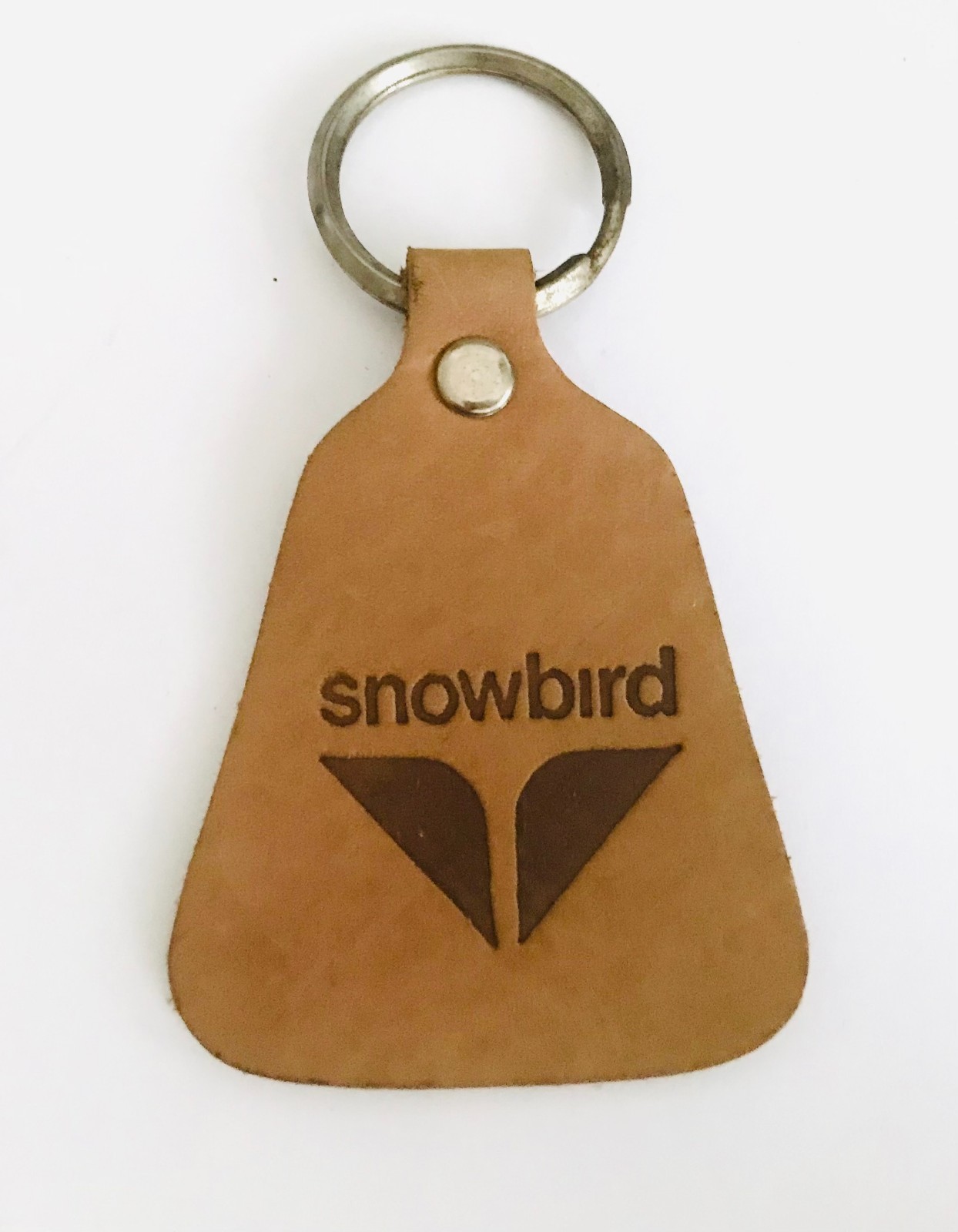 Vintage Snowbird Leather Keychain Advertising Ski Resort Utah Key Fob