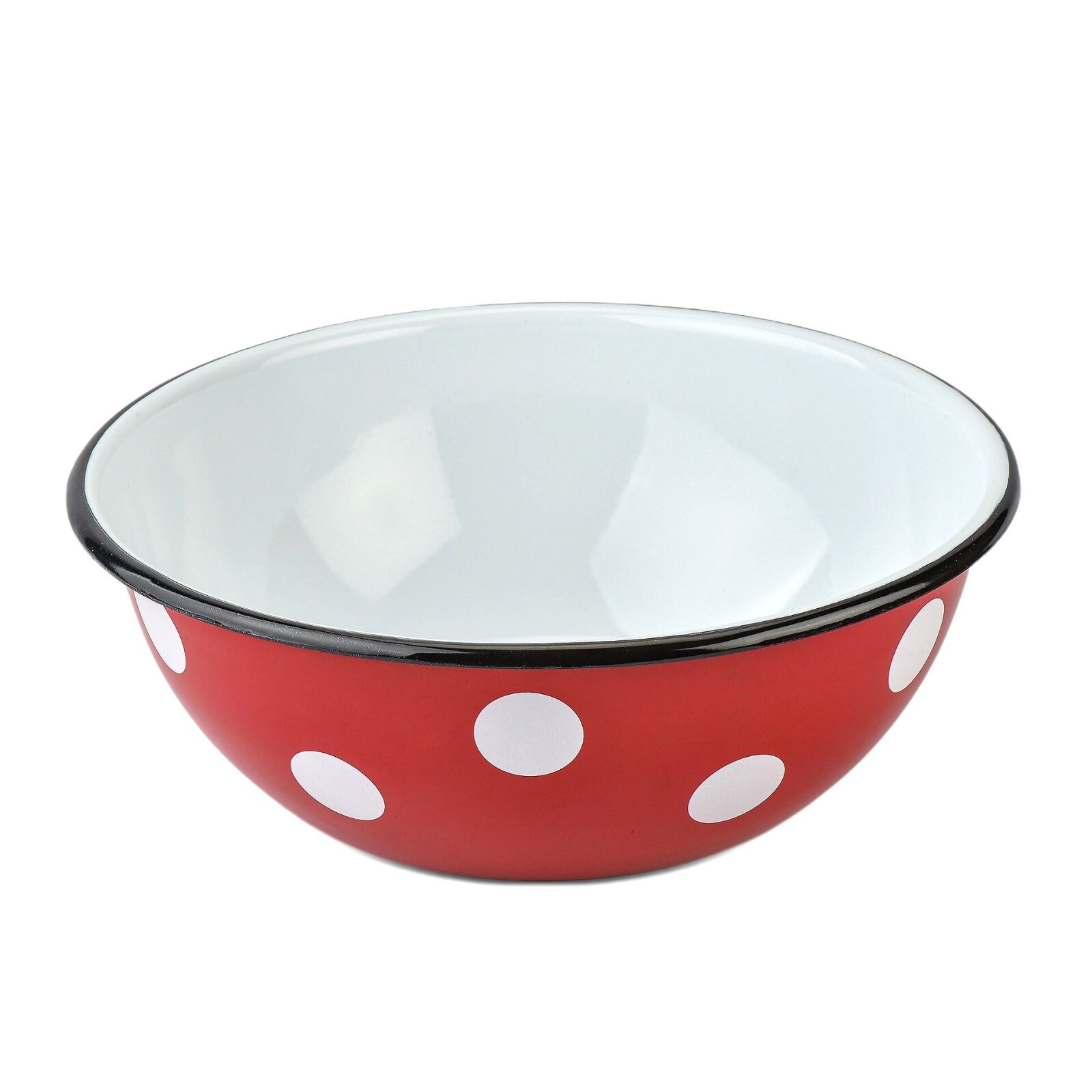 Polka Dot Enamel Mixing Bowl Camping Cooking Salad Bowl Snack Serving Bowl 2.7qt