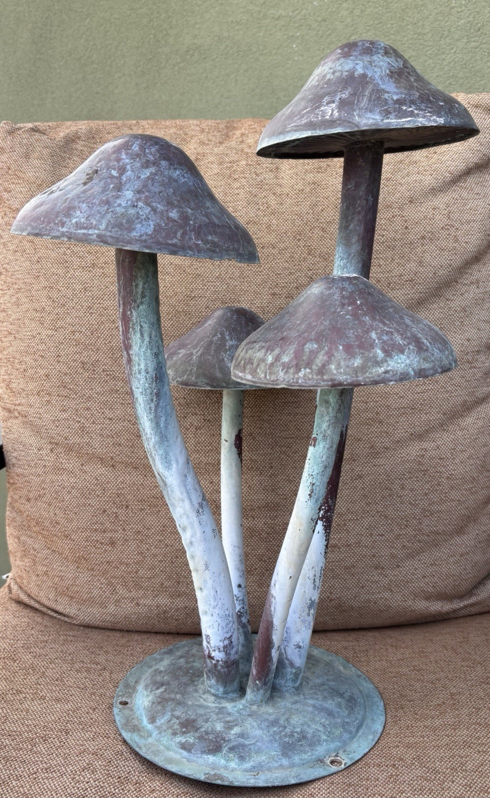 Vintage Copper Mushroom Statue Natural Patina 21” Tall Vintage Copper Mushroom Statue Natural Patina 21” Tall