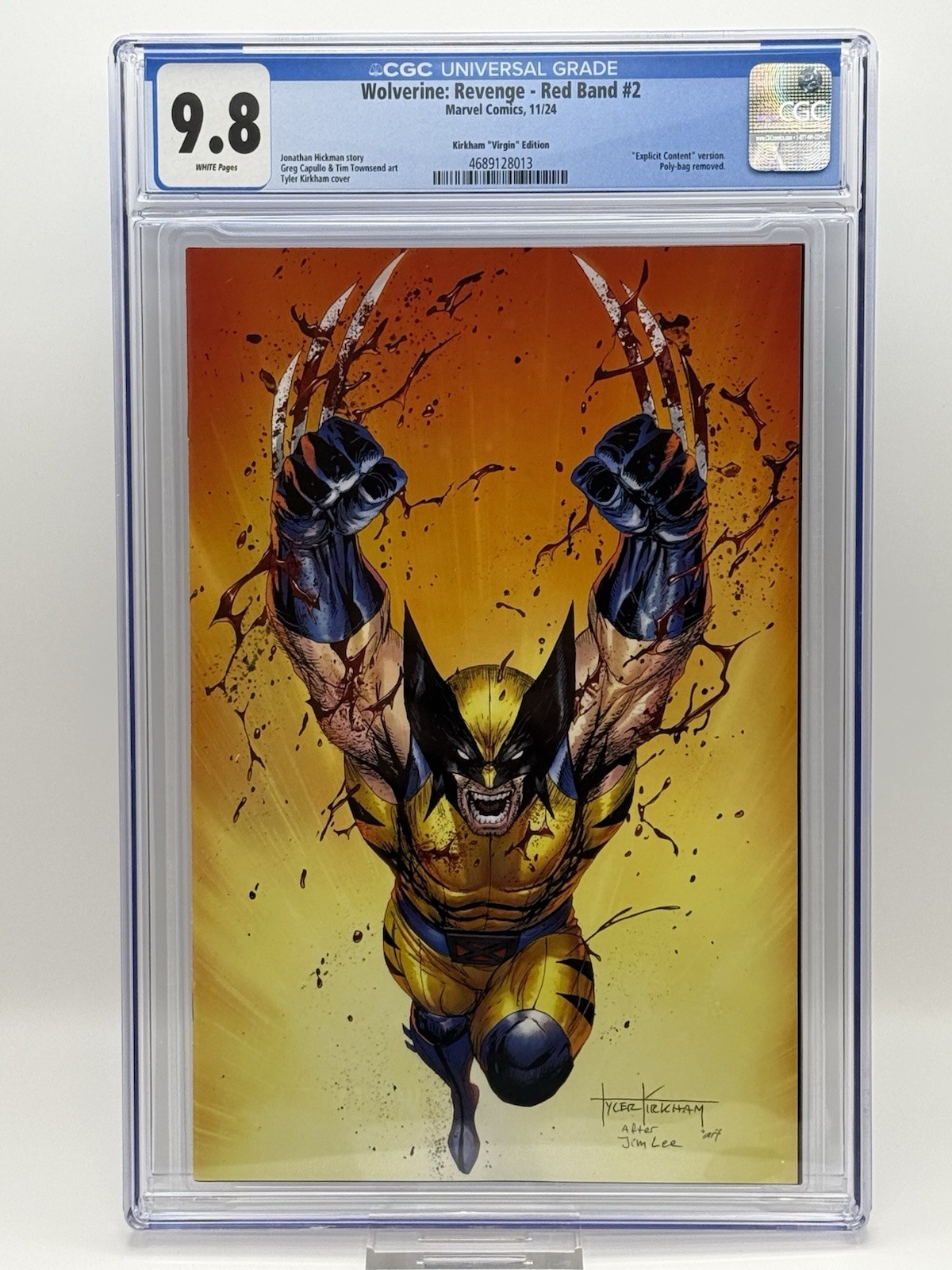 Wolverine Revenge Red Band #2 CGC 9.8 Tyler Kirkham Virgin Jim Lee Homage 2024