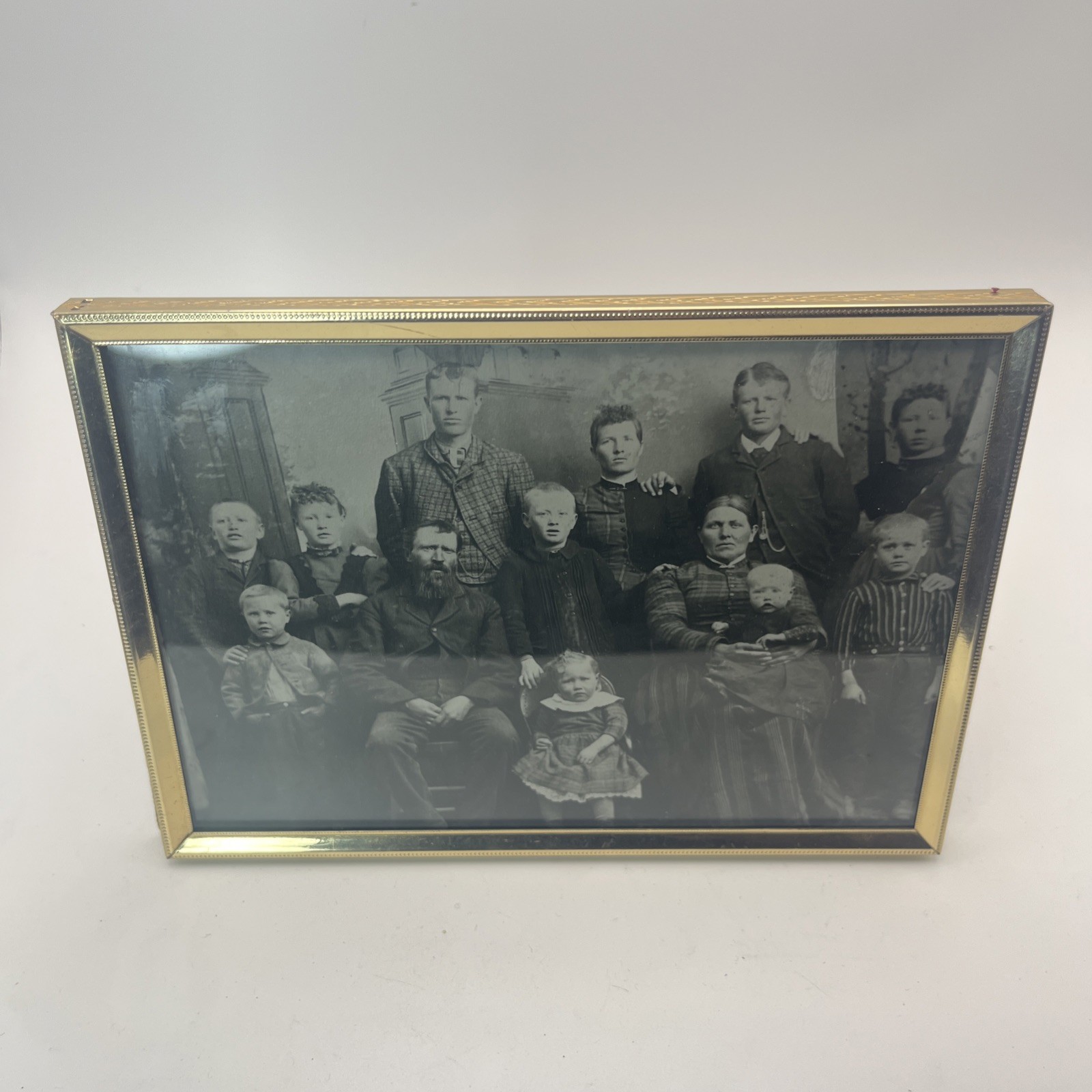 Antique Framed Black White Photo Mormon Pioneer Family?