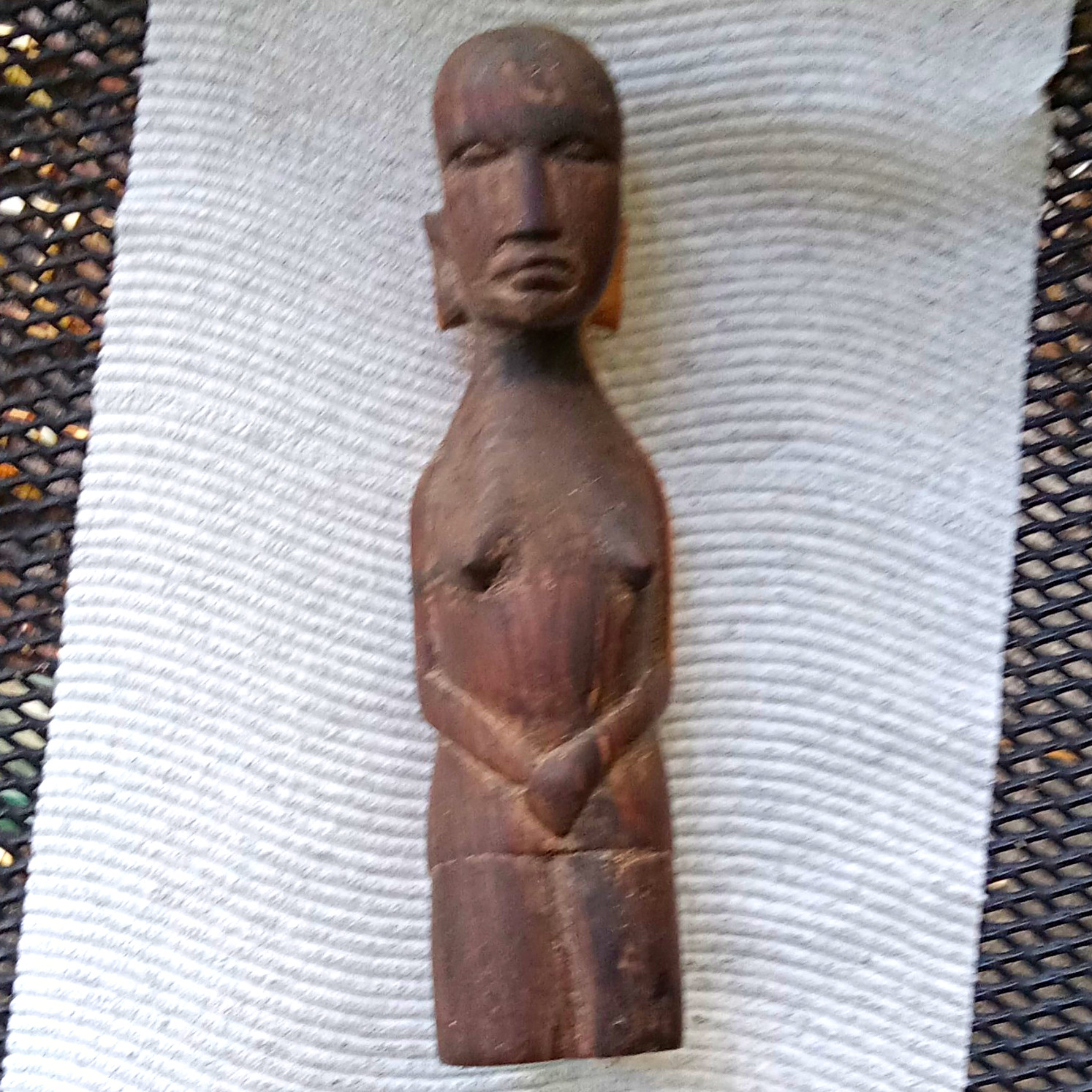 Hand Carved Wooden Woman Figurine Sculpture, Brown Wood People Theme Hand Carved Wooden Woman Figurine Sculpture, Brown Wood People Theme
