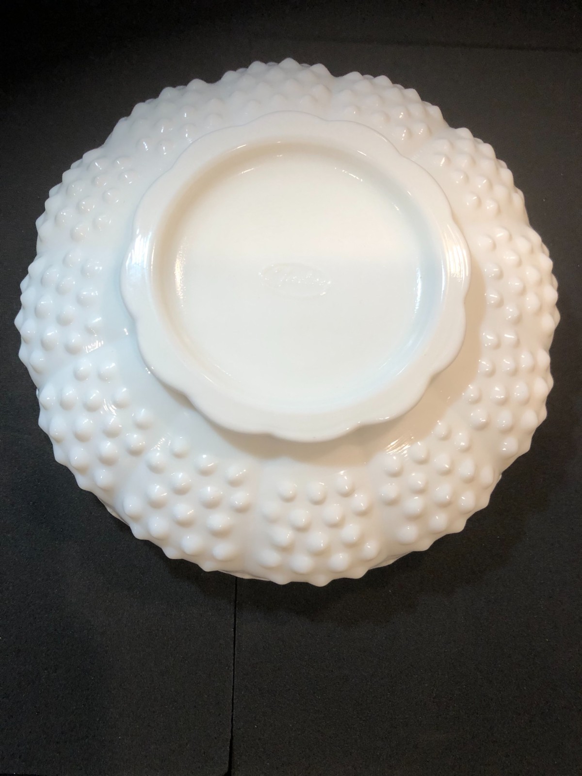 Fenton White Milk Glass Hobnail Snack Bowl Heavy Sawtooth Edge PERFECT Fenton White Milk Glass Hobnail Snack Bowl Heavy Sawtooth Edge PERFECT