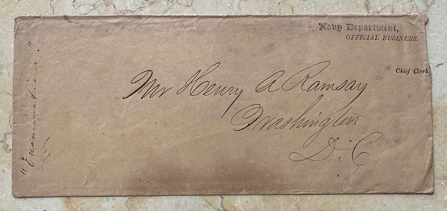 1850s US Navy Postal Cover CSS Virginia Merrimack Chief Engineer Henry A Ramsay