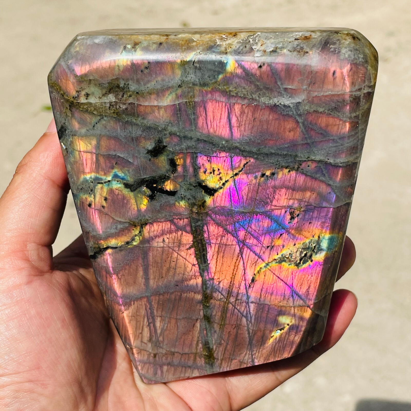 990g Natural Purple Gorgeous Labradorite Crystal Freeform Mineral Healing