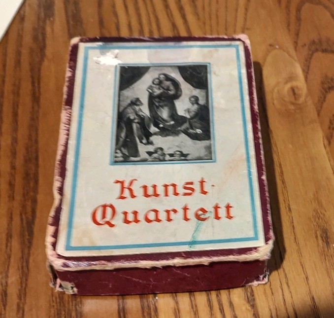antique FAMOUS PAINTINGS PLAYING CARDS w/BOX german Kunst Quartett 67/68