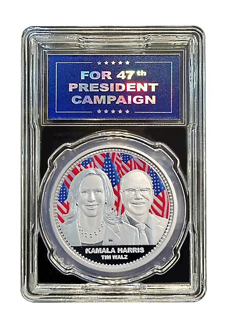 USA 2024 Harris & Walz Silver Plated Commemorative - 47th Presidential Campaign USA 2024 Harris & Walz Silver Plated Commemorative - 47th Presidential Campaign