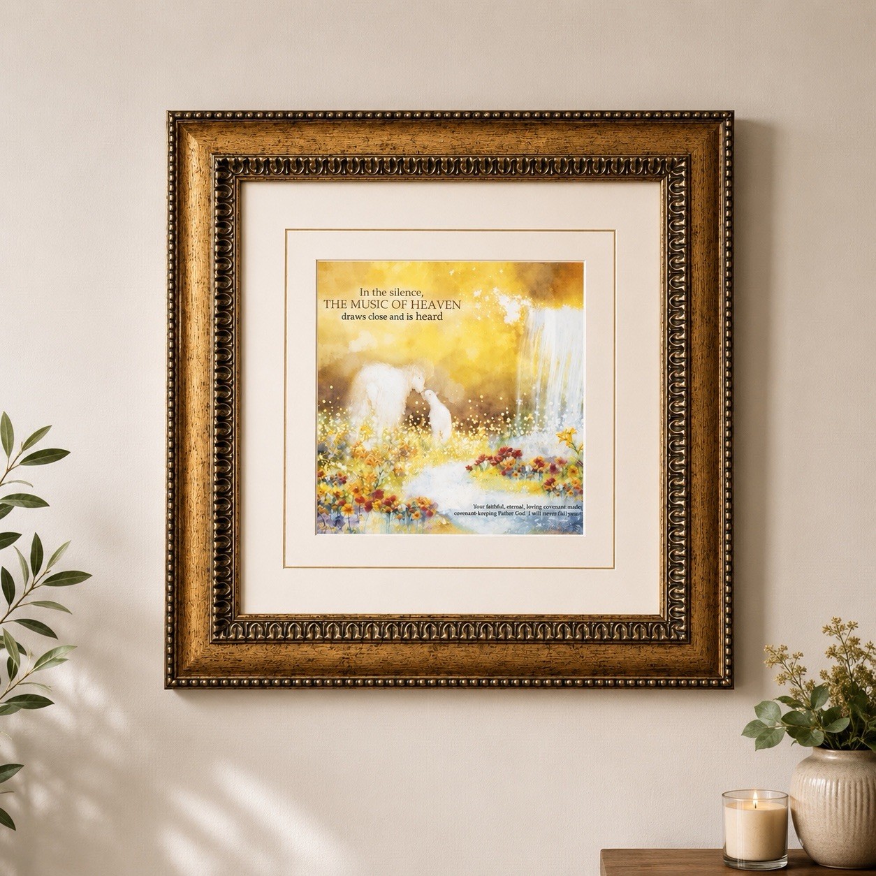 Vintage Gold Tone Wood Square Frame (14.5\