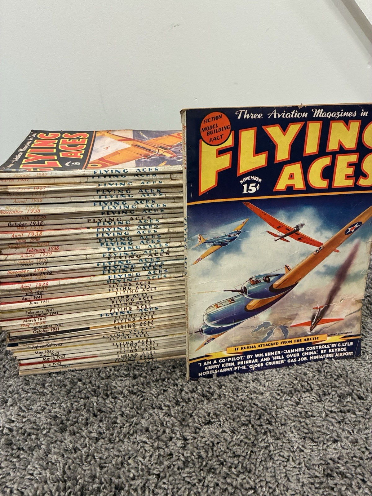 Vintage Flying Aces Magazine Lot 1937-1942 WWII Aviation Airplane Military Vintage Flying Aces Magazine Lot 1937-1942 WWII Aviation Airplane Military