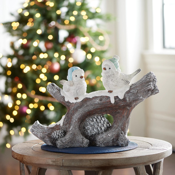 Kringle Express Branch with Two Birds Figure Kringle Express Branch with Two Birds Figure