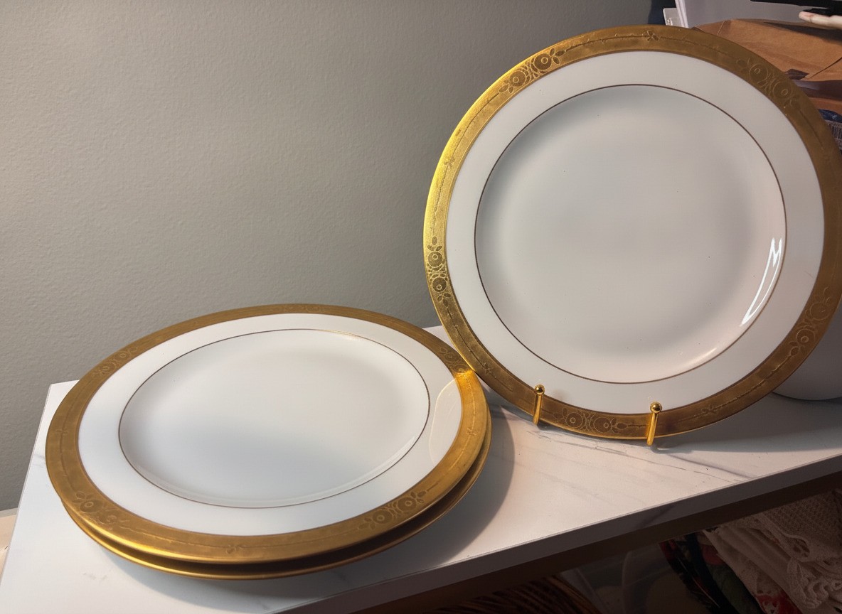 Set of 3 Vintage Royal Bavarian Hutschenreuther Fine China Dinner Plates 22K 10 Set of 3 Vintage Royal Bavarian Hutschenreuther Fine China Dinner Plates 22K 10