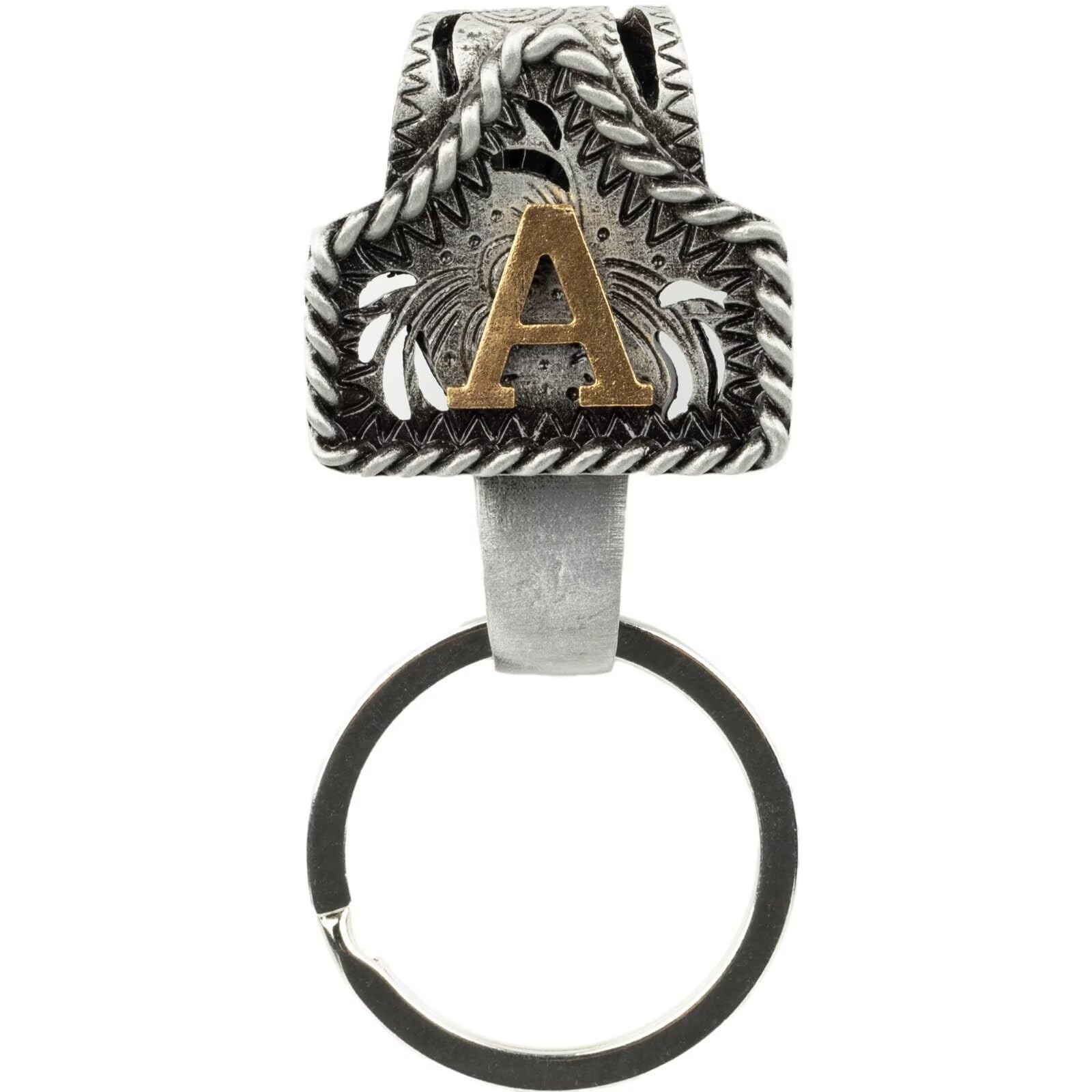 XZYLY Vintage Western Cowboy Letter Keychain,Handmade Metal A-Z Initial Key Chai