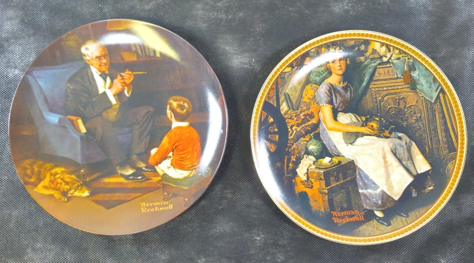 VTGE Set 2 Knowles Norman Rockwell Heritage Collection Collector Plates 8 1/2