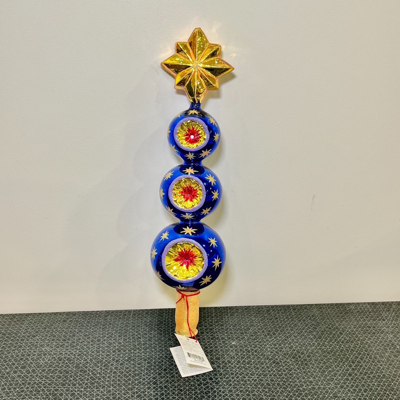 Christopher Radko Follow the Star Tree Topper 3 Tier Ball Blue & Gold, NEW, RARE Christopher Radko Follow the Star Tree Topper 3 Tier Ball Blue & Gold, NEW, RARE