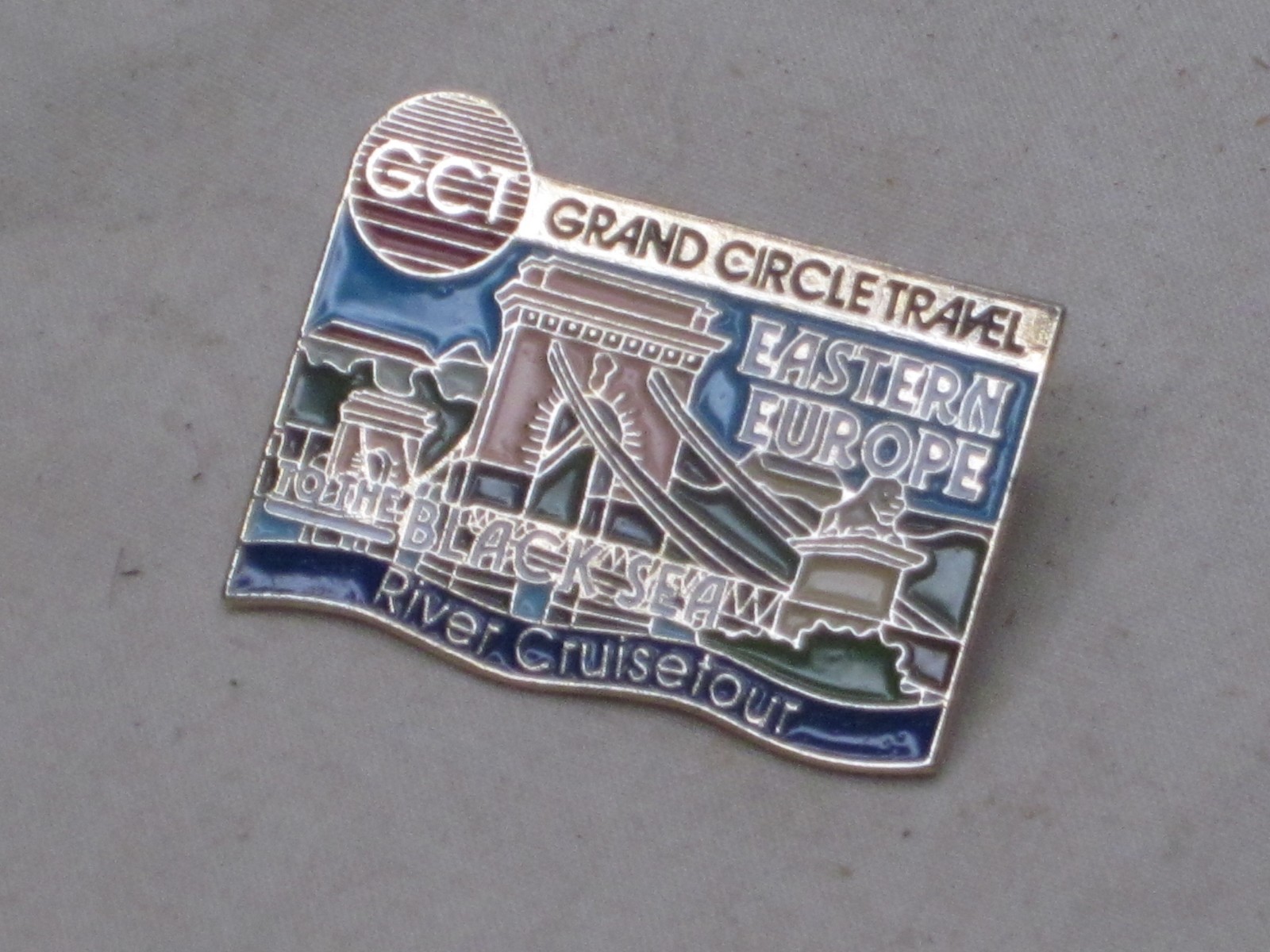 vintage GCT GRAND CIRCLE TRAVEL EASTERN EUROPE River Cruisetour lapel pin BX3 vintage GCT GRAND CIRCLE TRAVEL EASTERN EUROPE River Cruisetour lapel pin BX3