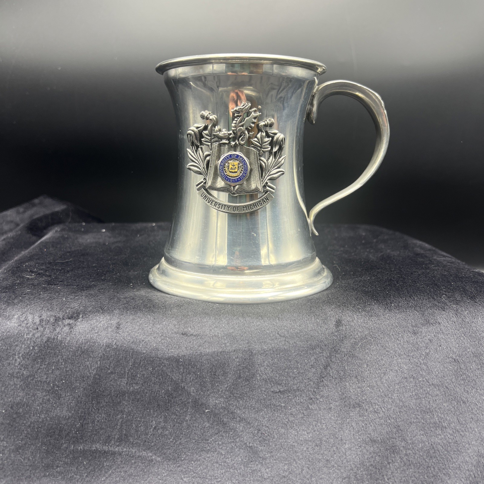 Vintage University Of Michigan Enlish Pewter Stein Cup Mug 5
