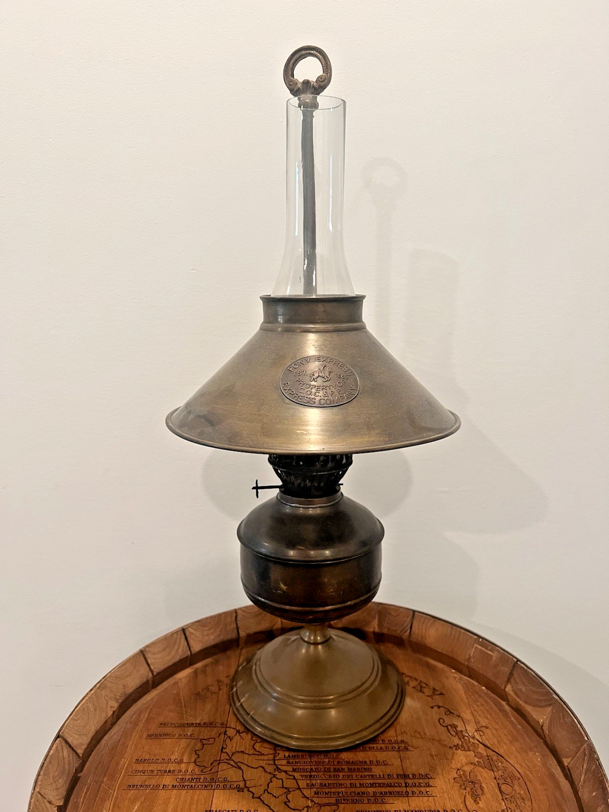 Pony Express Adjustable Oil Lamp Brass C. O. C. & P. P. Express Company Pony Express Adjustable Oil Lamp Brass C. O. C. & P. P. Express Company