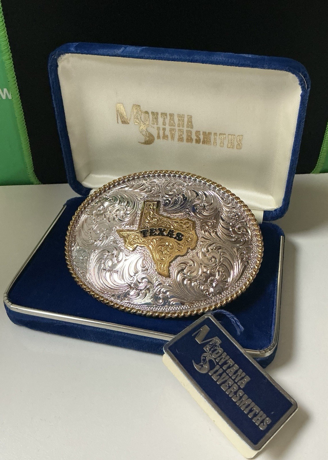 Vintage Montana Silversmiths Belt Buckle Texas New in box w/ Original tags