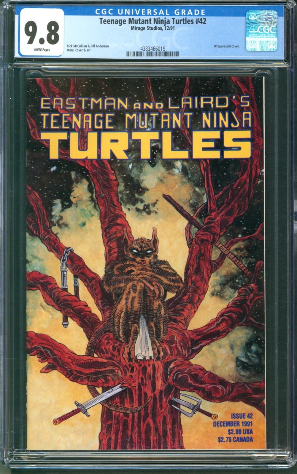 Teenage Mutant Ninja Turtles #42 CGC 9.8 Mirage Studios 1991 Wraparound Cover
