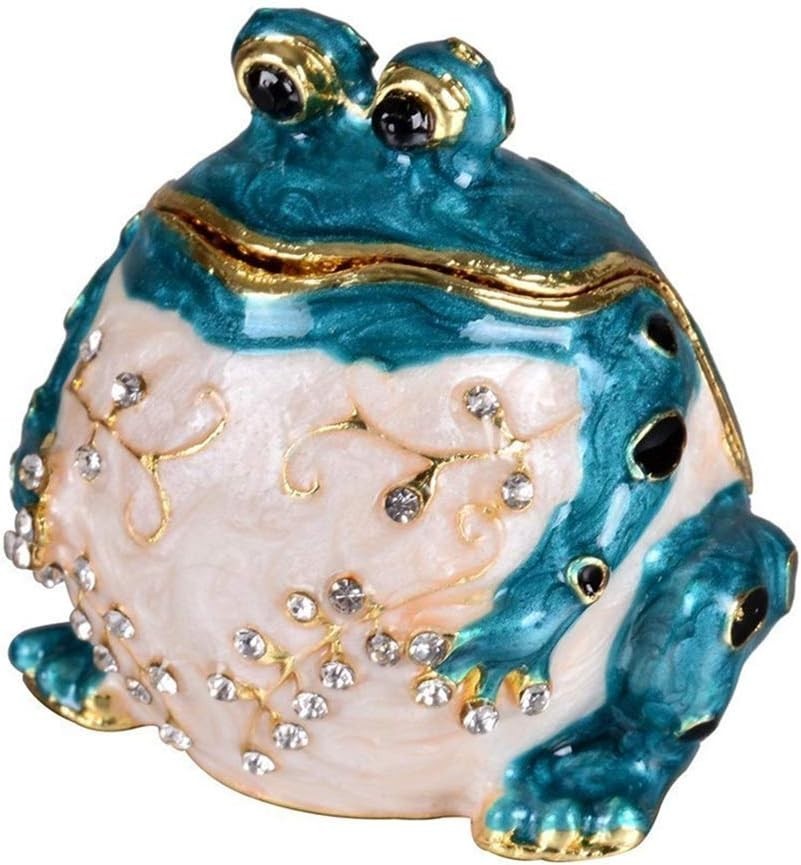 YU FENG Frog Trinket Box Hinged Jewelry Box Ring Holder Animal Figurine YU FENG Frog Trinket Box Hinged Jewelry Box Ring Holder Animal Figurine