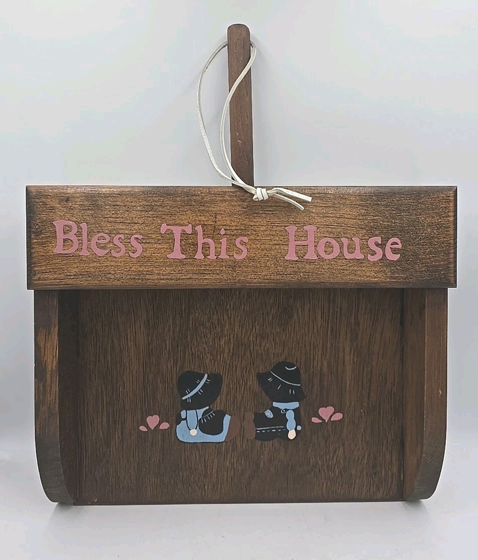 Wooden Dust Pan Homestead Painting Vintage Wall Hanging Country Farmhouse Decor