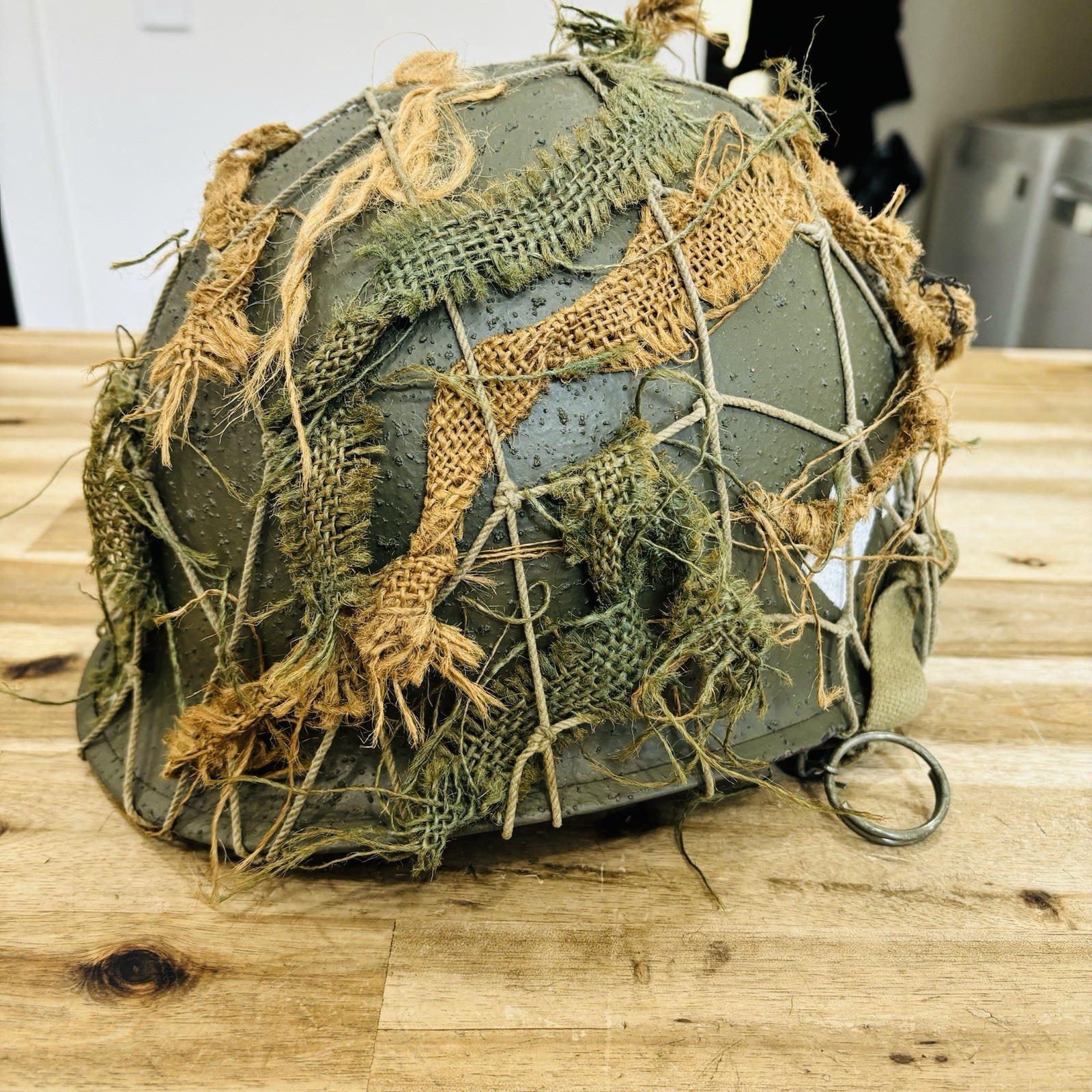 Original Vintage US Army M1 Helmet with Firestone Liner Rear Seam Named Original Vintage US Army M1 Helmet with Firestone Liner Rear Seam Named