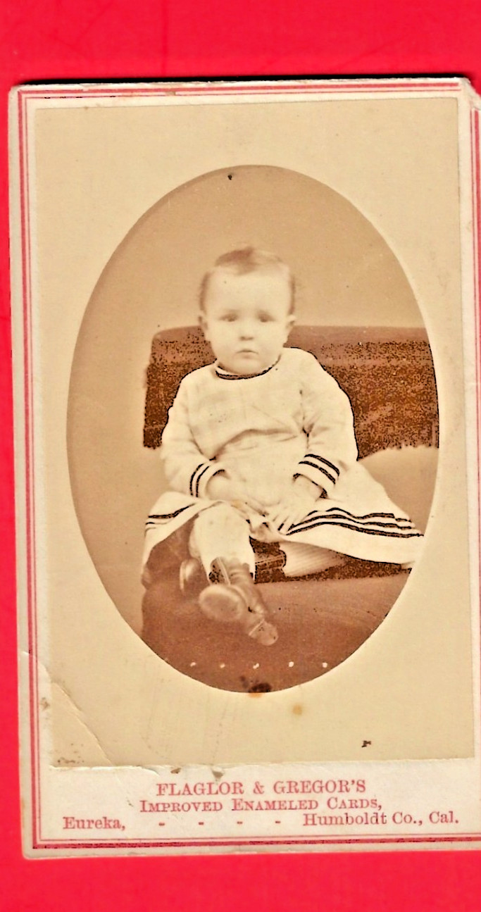RARE EUREKA, CALIFORNIA PHOTOGRAPH ~ 1874 ~ FLAGLOR & GREGOR\'S ~ ENAMELED CARD RARE EUREKA, CALIFORNIA PHOTOGRAPH ~ 1874 ~ FLAGLOR & GREGOR\'S ~ ENAMELED CARD