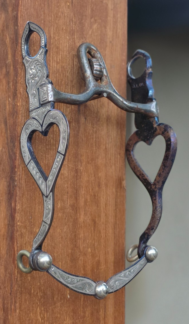 Vintage J.J. Co Western Horse Bit Sterling Silver Overlay Heart Shanks Cricket Vintage J.J. Co Western Horse Bit Sterling Silver Overlay Heart Shanks Cricket
