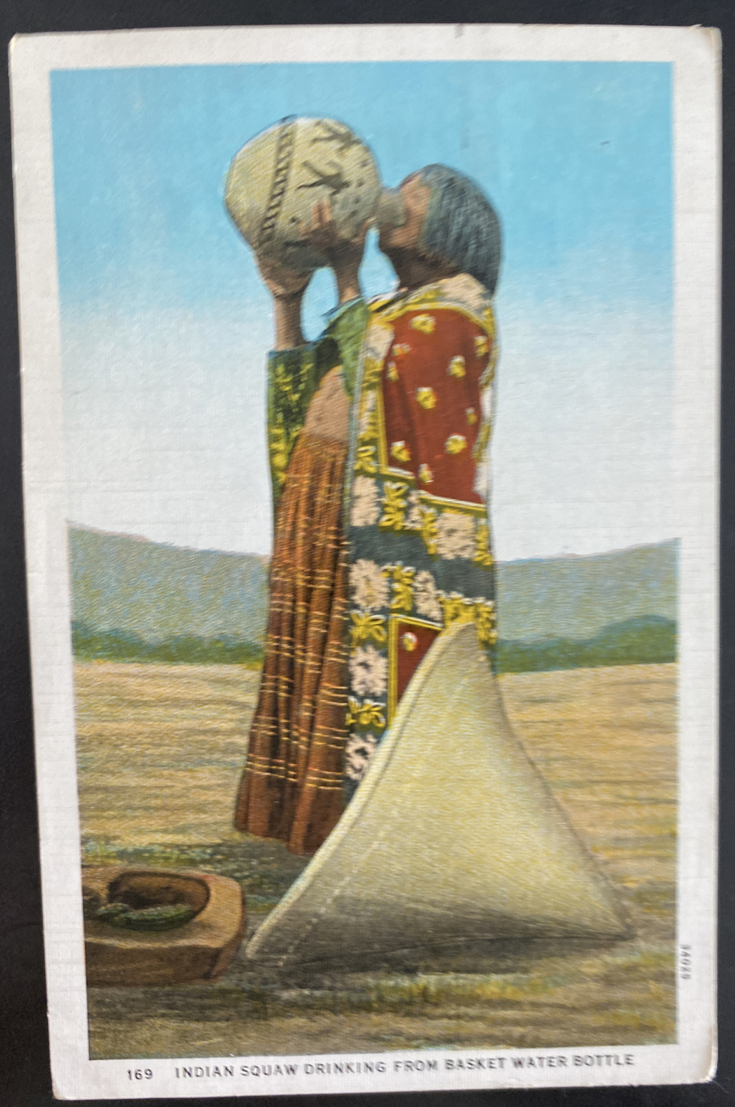 1937 USA Picture Postcard Cover Native Americana Indian Squaw Drinking Water